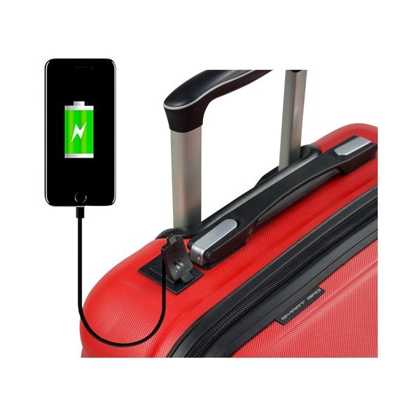Červený cestovný kufor na kolieskach s USB portom My Valice COLORS LASSO Large Suitcase-image-3