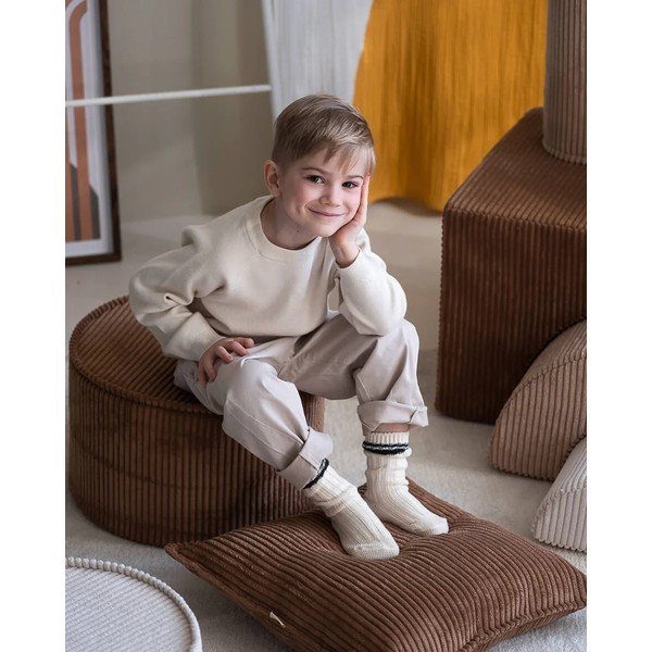 Hnedý menčestrový detský pohovkový vankúš Block – Wigiwama-image-2