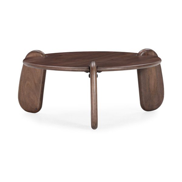 Tmavohnedý okrúhly konferenčný stolík z mangového dreva ø 80 cm Tamira – MOME