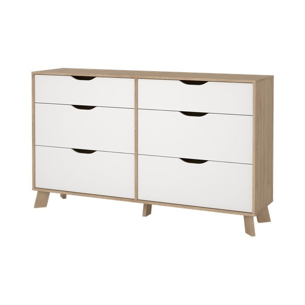 Biela/v prírodnej farbe komoda v dekore duba 156x92x40 cm Ikast – Tvilum-image-4