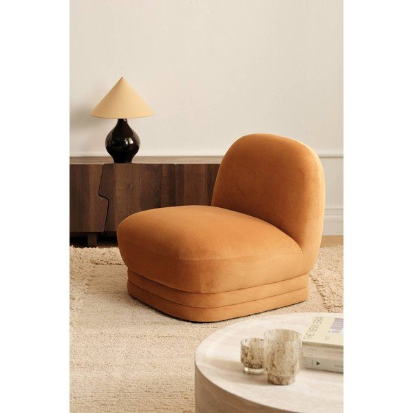 Oranžové zamatové kreslo Cocos – Ellos Home-image-1