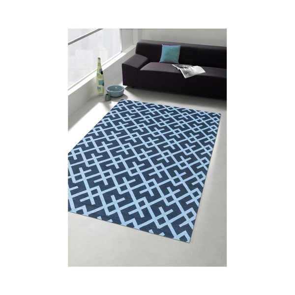 Modrý koberec Floorita City Loft labirinth, 130 x 190 cm-image-1