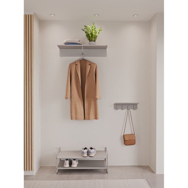 Svetlosivý oceľový nástenný vešiak s poličkou 11,5 cm A-Hallway – Zone-image-1