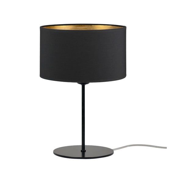 Čierna stolová lampa s detailom v zlatej farbe Sotto Luce Tres S, ⌀ 25 cm