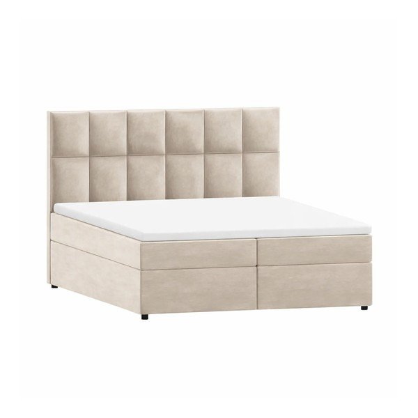 Béžová boxspring posteľ s úložným priestorom 160x200 cm Flip – Ropez