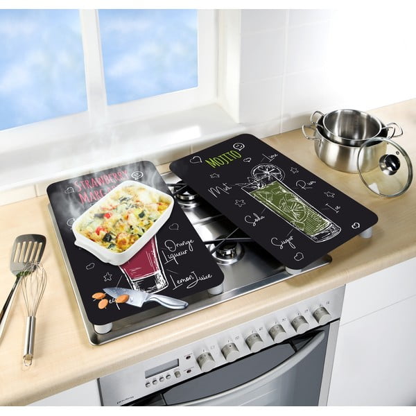 Sada 2 sklenených krytov na sporák Wenko Margarita, 52 x 30 cm-image-1