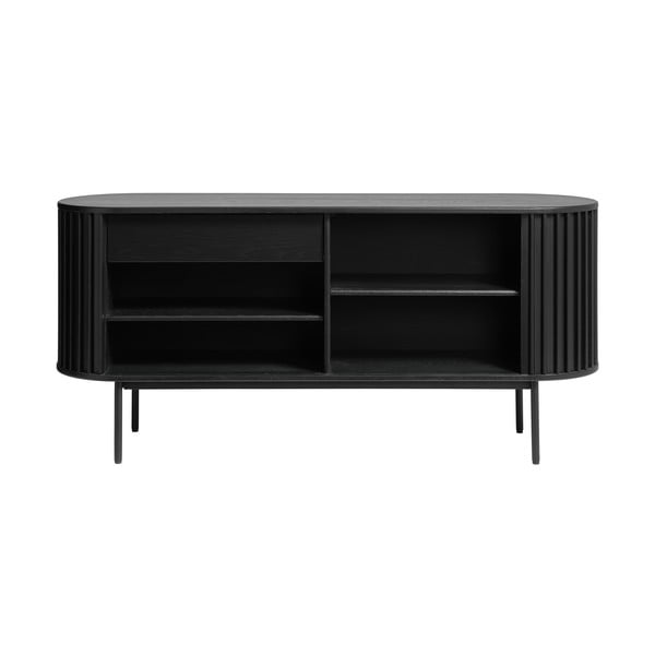Čierna nízka komoda v dekore duba s posuvnými dverami 73x160 cm Siena – Unique Furniture-image-4