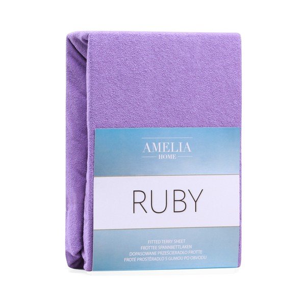 Fialová elastická plachta na dvojlôžko AmeliaHome Ruby Purple, 220-240 x 220 cm-image-2