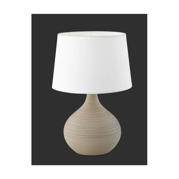 Bielo-hnedá stolová lampa z keramiky a tkaniny Reality Martin, výška 29 cm-image-4