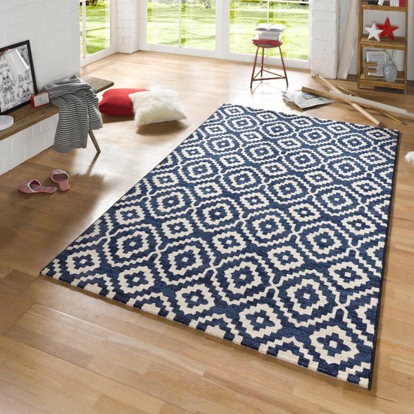 Modrý koberec Mint Rugs Diamond Ornamental, 80 × 150 cm-image-1
