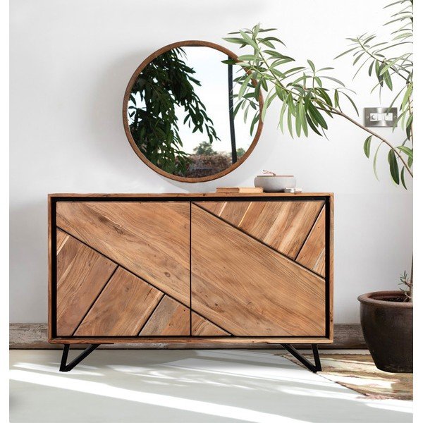 Skrinka z masívu akácie v prírodnej farbe 120x78x40 cm Ambala – Interia Home & Living-image-1