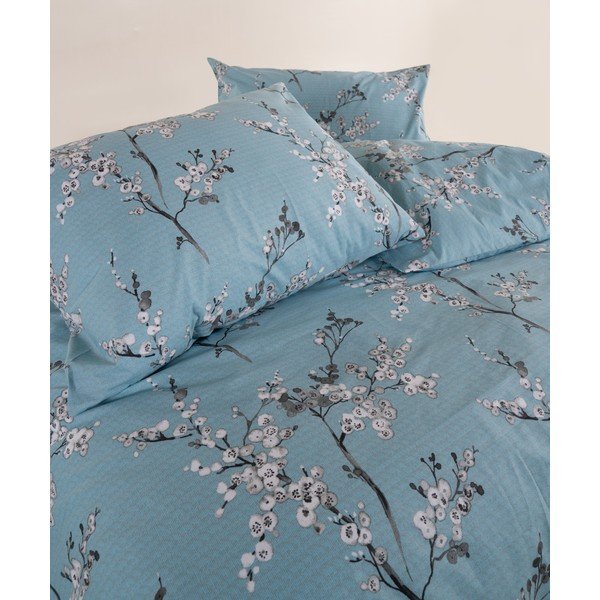 Modré obliečky na dvojlôžko/predĺžené z bavlny Renforcé 240x220 cm Blue Floral – Mila Home Luxury-image-4