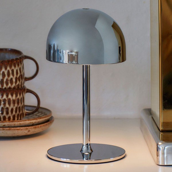 LED stolová lampa na diaľkové ovládanie v striebornej farbe s kovovým tienidlom (výška 22 cm) Tim – Sirius-image-1