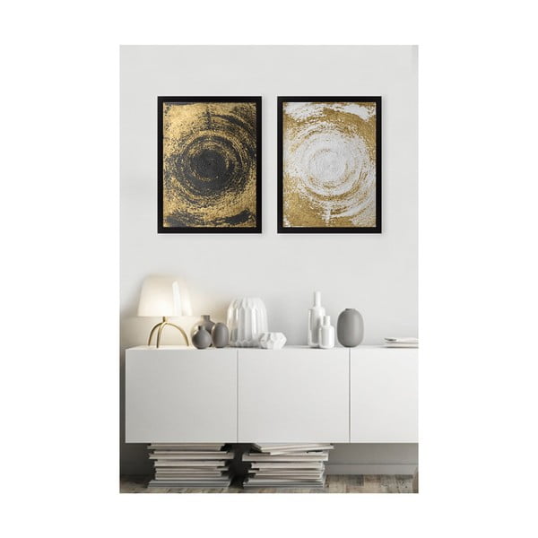 Sada 2 obrazov Tablo Center Circles Golden-image-1