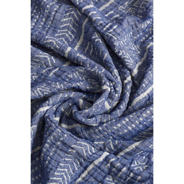 Modrá mušelínová prikrývka na dvojlôžko 220x240 cm Etno - Mijolnir-image-1