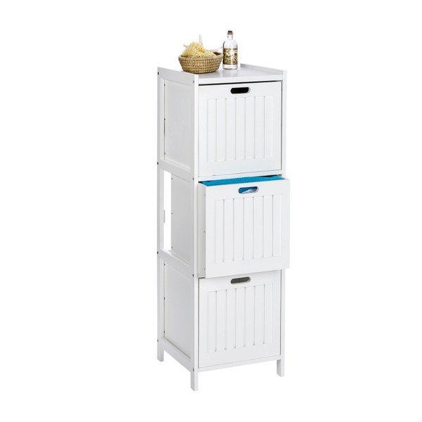 Biela drevená skrinka do kúpeľne s 3 zásuvkami Wenko Oslo-image-2