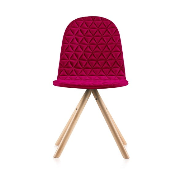 Ružová stolička s prírodnými nohami IKER Mannequin Triangle