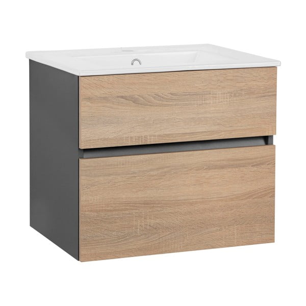 Závesná skrinka bez umývadla v dekore duba v prírodnej farbe 60x52 cm Wisla – Støraa