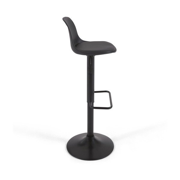 Matne čierna barová stolička s nastaviteľnou výškou z imitácie kože (výška sedadla 60 cm) Orlando-T – Kave Home-image-3