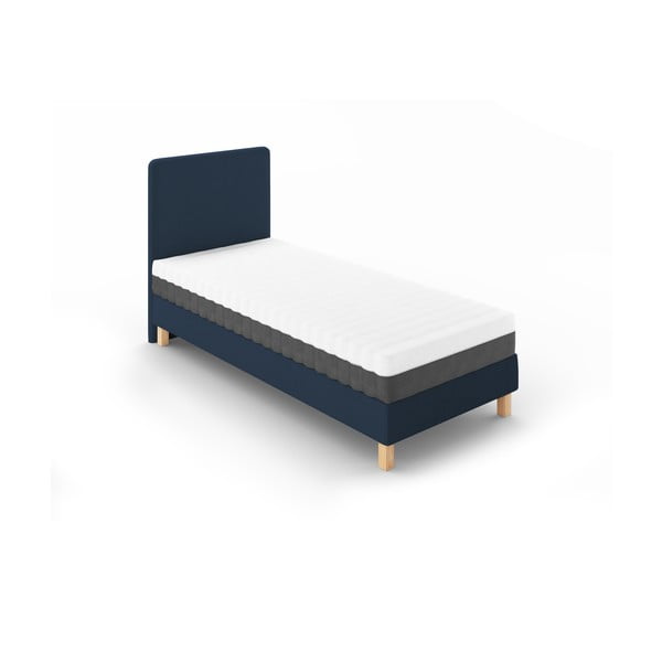 Tmavomodrá čalúnená jednolôžková posteľ s roštom 90x200 cm Lotus – Cosmopolitan Design-image-1
