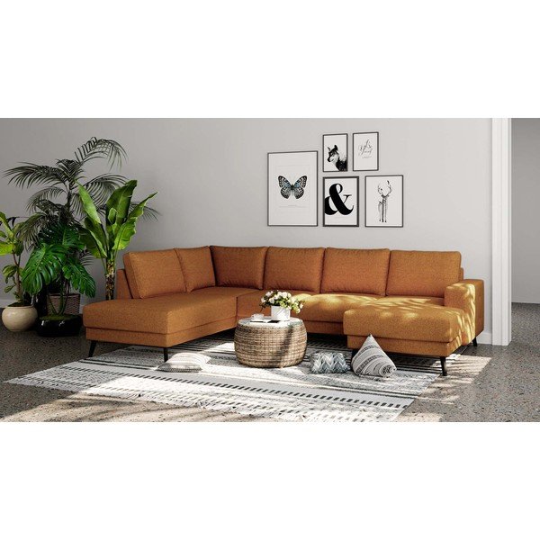 Oranžová rohová pohovka (ľavý roh) Fynn – Ghado-image-1