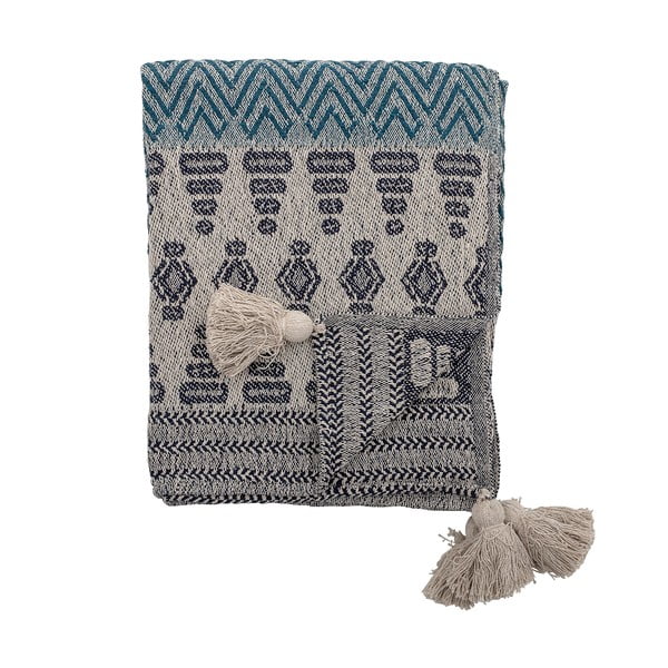 Sivo-modrá deka Bloomingville Ornaments, 160 x 130 cm-image-3