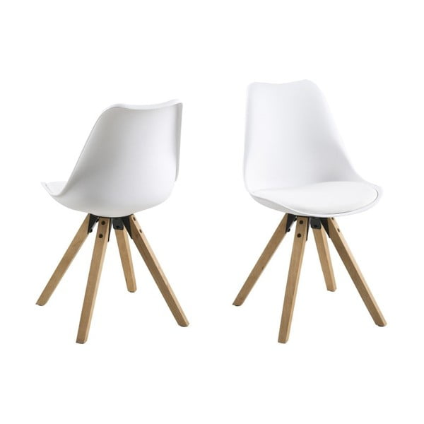Jedálenská stolička Dima, biela a drevené nohy