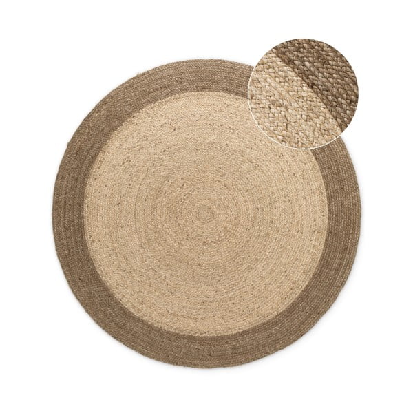 Obojstranný/ručne tkaný jutový okrúhly koberec sivobéžový ø 120 cm Jutta Greige – Hanse Home