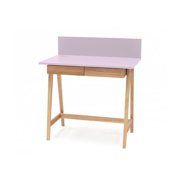 Ružový písací stôl s podnožím z jaseňového dreva Ragaba Luka, dĺžka 85 cm