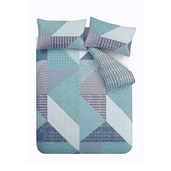 Zelenomodré obliečky na jednolôžko 135x200 cm Larsson Geo – Catherine Lansfield