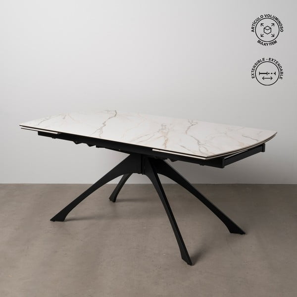 Rozkladací jedálenský stôl s doskou v dekore mramoru s prídavnou doskou 90x180 cm Rocía – Ixia-image-1
