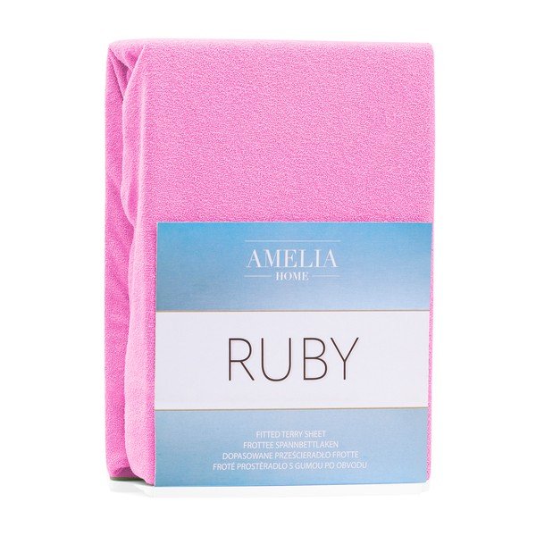 Ružová elastická plachta s vysokým podielom bavlny AmeliaHome Ruby, 200 x 100-120 cm-image-1
