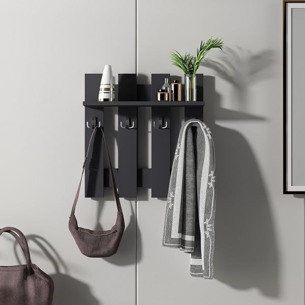 Čierny nástenný vešiak Utica - Kalune Design-image-1