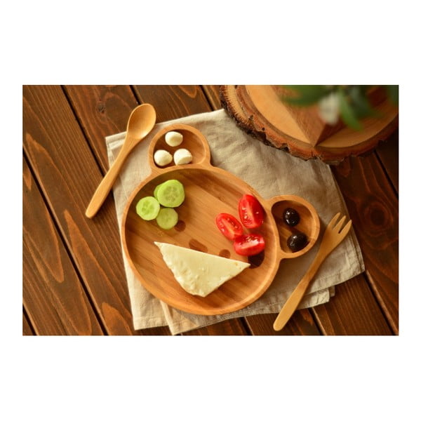 Jedálenský set pre deti z bambusu Bambum Teddy-image-2