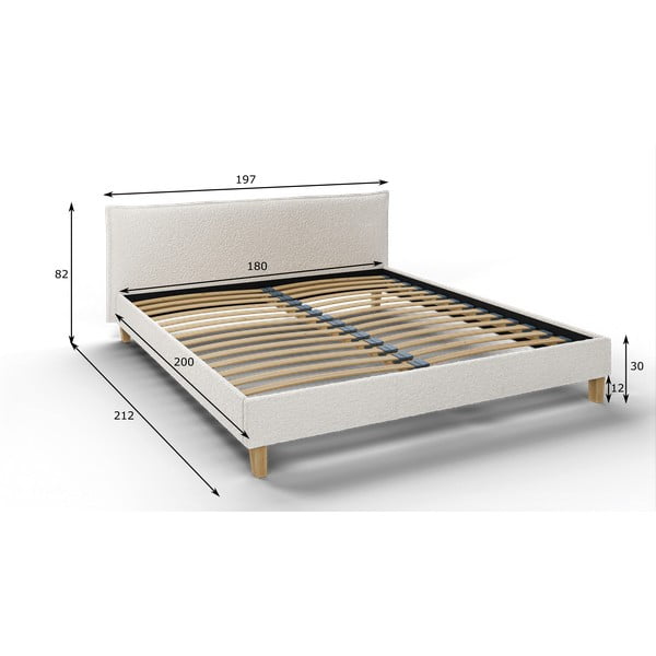 Krémová čalúnená dvojlôžková posteľ s roštom 180x200 cm Tina - Ropez-image-4