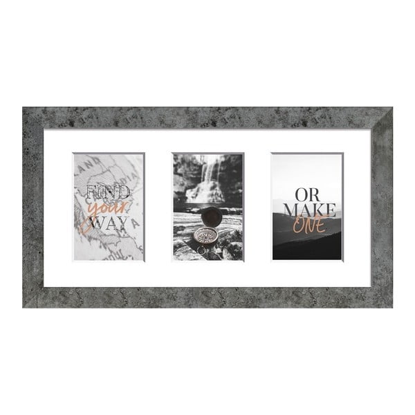 Sivý rámček na 3 fotografie Styler Yellowstone, 23 × 46 cm