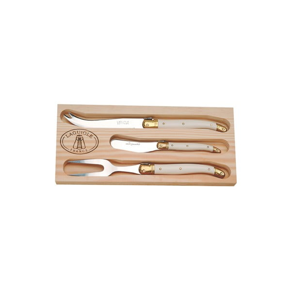 Sada 3 krémových nožov na syry v drevenom balení Jean Dubost