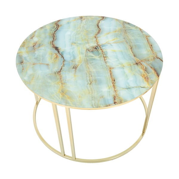 Bielo-zlatý konferenčný stolík Mauro Ferretti Sepa, ø 75 cm-image-2