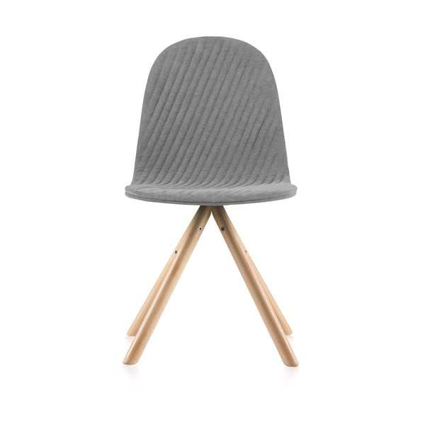 Sivá stolička s prírodnými nohami IKER Mannequin Stripe