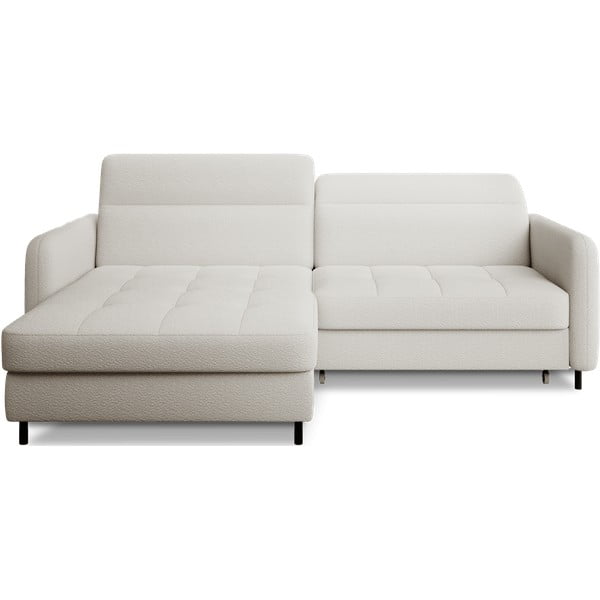 Krémovobiela rozkladacia/s úložným priestorom rohová pohovka z textílie buklé (ľavý roh/s leňoškou) Gomsi – ELTAP