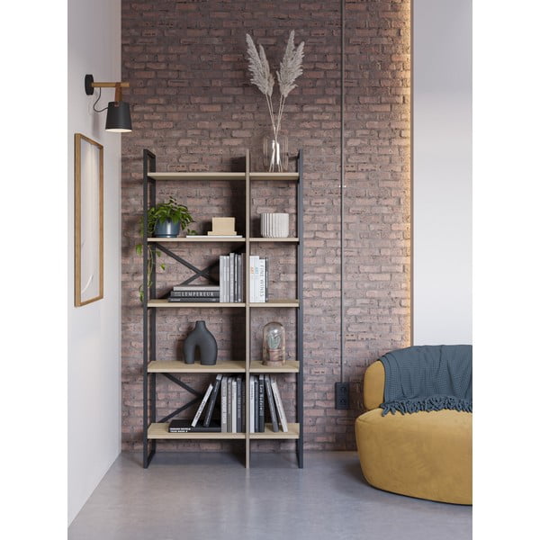 Knižnica v dekore duba v prírodnej farbe 87,5x175 cm Ara – Marckeric-image-1