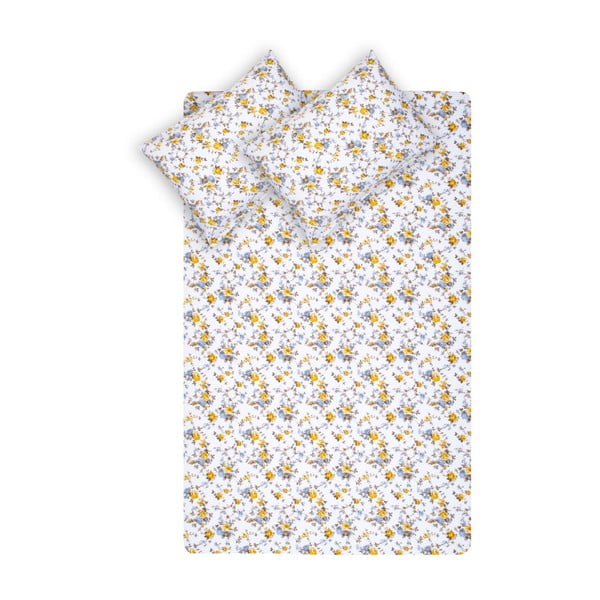 Set svetlobéžovej elastickej bavlnenej plachty a obliečky na vankúš Fitted Sheet Kasso, 100 × 200 cm