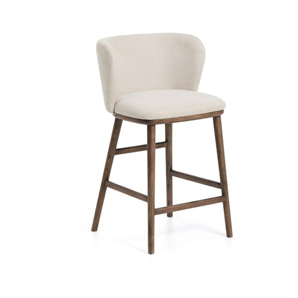 Béžová čalúnená barová stolička (výška sedadla 65 cm) Ciselia – Kave Home