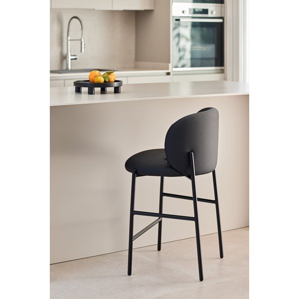 Čierna čalúnená barová stolička Mogi – Teulat-image-1
