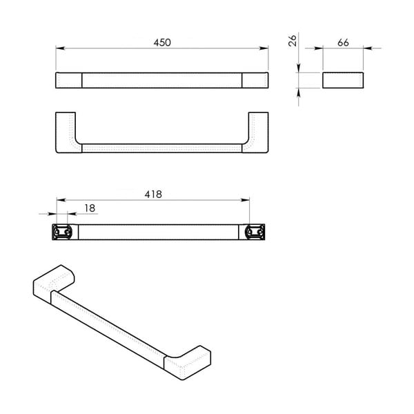 Nástenný mosadzný držiak na uteráky v zlatej farbe Gedy Pirenei – Sapho-image-2
