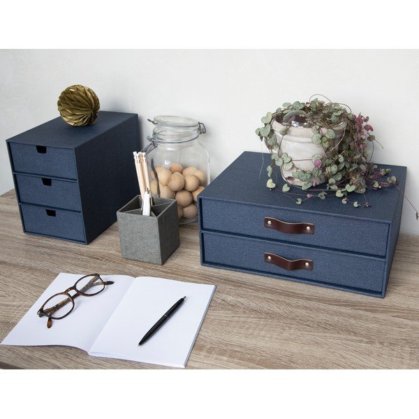 Tmavomodrý 2-poschodový organizér Bigso Box of Sweden Birger, 33 × 25,5 cm-image-1