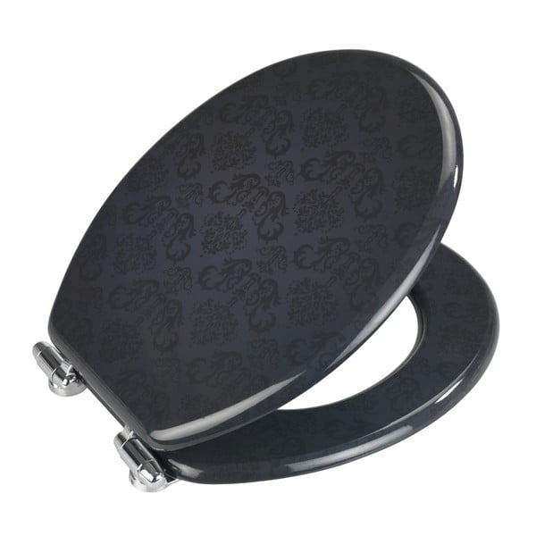 Tmavosivé WC sedátko s ľahkým zatváraním Wenko Bellevue, 42,5 x 35,5 cm-image-1