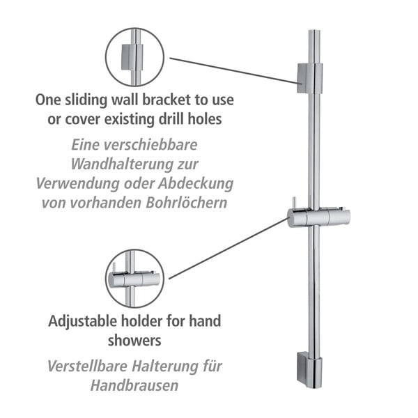 Nástenná sprchová tyč z nerezovej ocele v lesklej striebornej farbe 70 cm Classic – Wenko-image-3