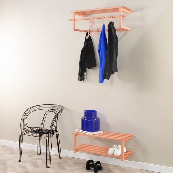 Kovová závesná skrinka na topánky v lososovej farbe 71x26x34 cm Marco – Spinder Design-image-3