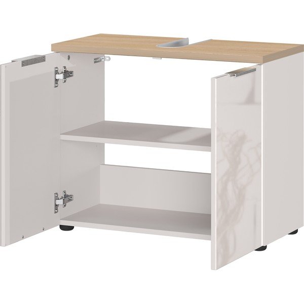 Krémovobiela lesklá skrinka pod umývadlo 70x58 cm Tavira – Germania-image-2